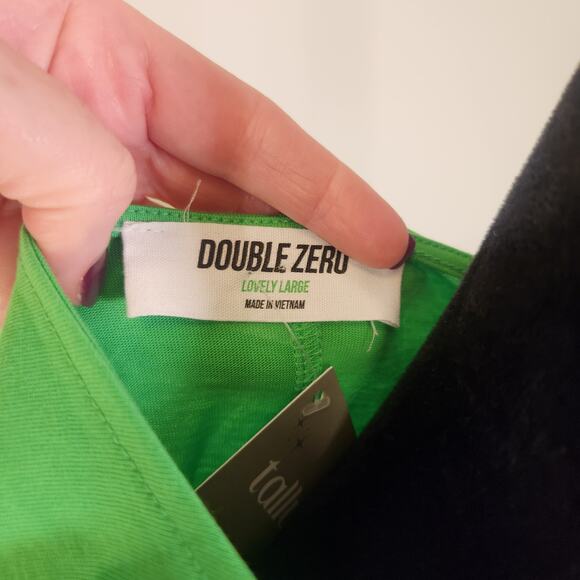 DOUBLE ZERO Green Open Back Short Sleeve Top, Size Large - Picture 8 of 9